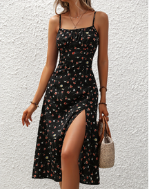 Vestido Floral Elegante com Fenda