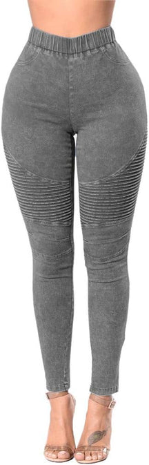 Calça jeans feminina cintura alta com vinco fino