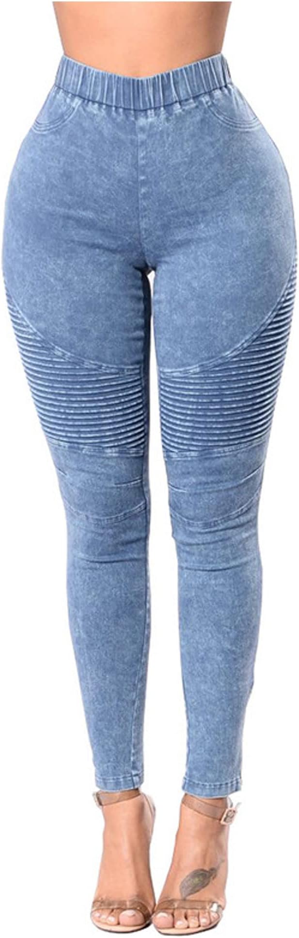 Calça jeans feminina cintura alta com vinco fino