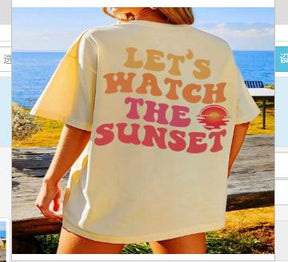 Camiseta de meia manga com estampa  LET'S WATCH THE SUNSET