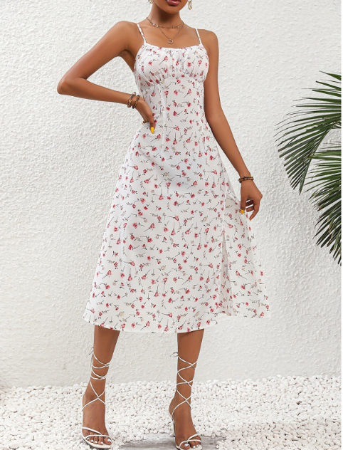 Vestido Floral Elegante com Fenda