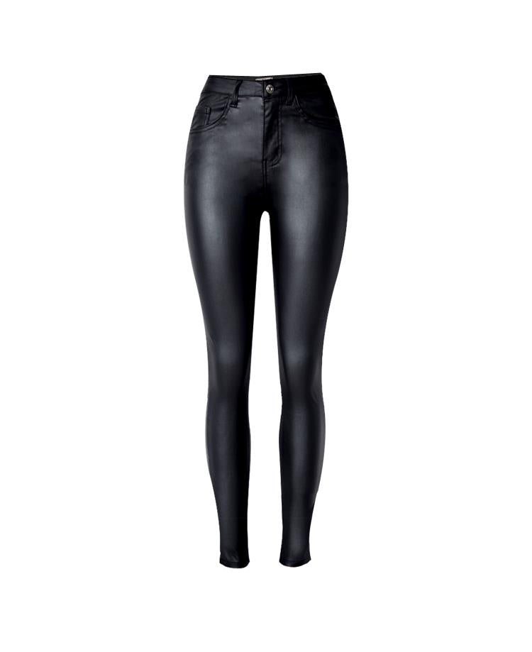 Jeans Wild PU – Calça de Couro Sintético com Cintura Alta e Bolso